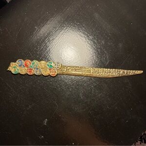 VINTAGE JERUSALEM ISRAEL SOUVENIR HOROSCOPE BRASS LETTER OPENER